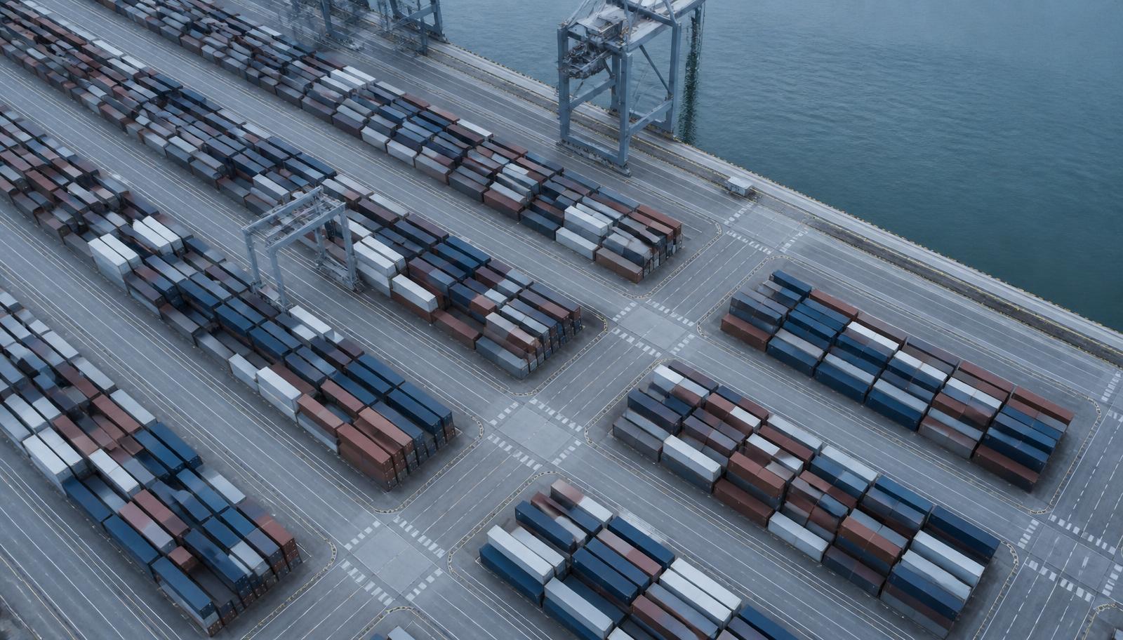 European port terminal from above